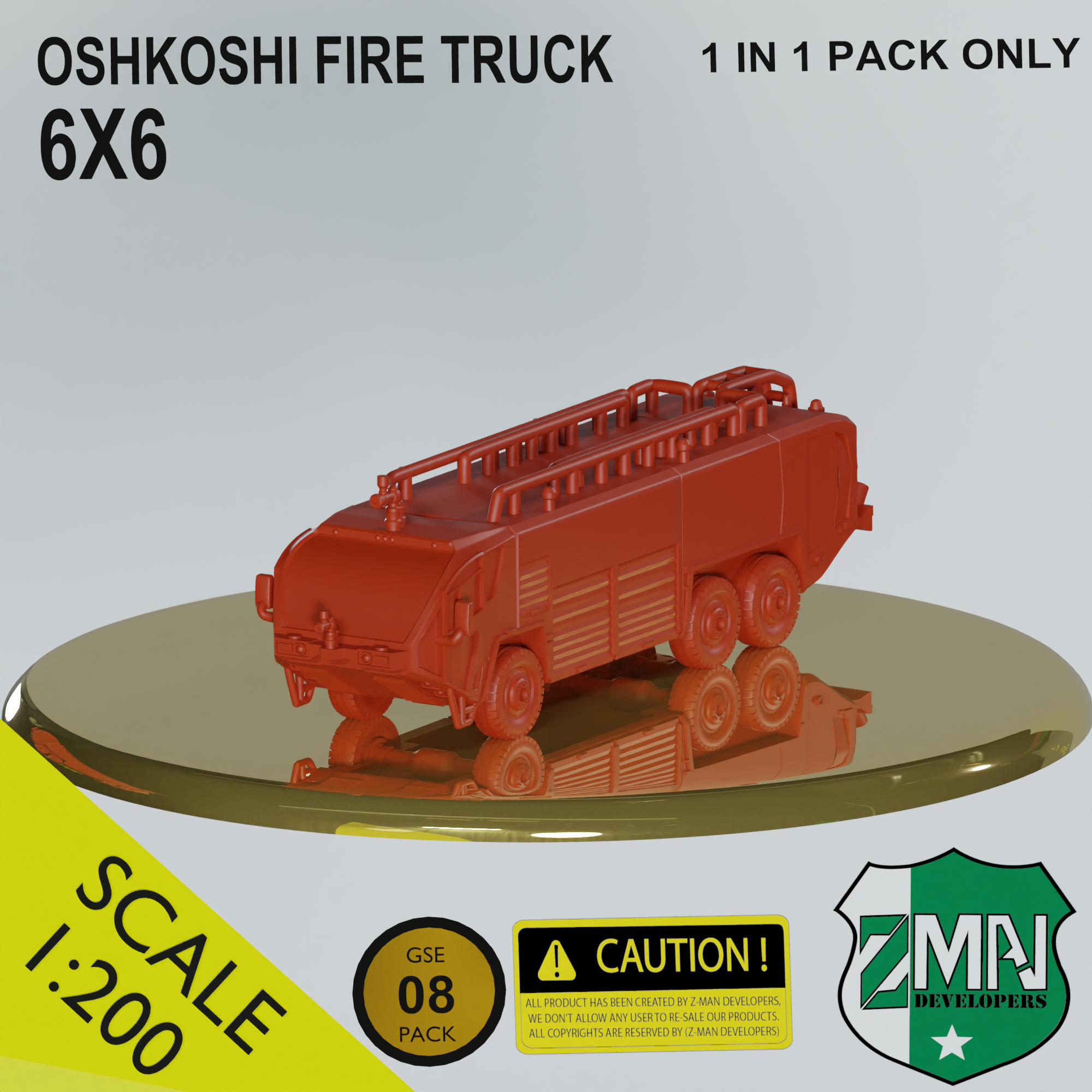 oshkoshi Stryker 6x6 Feuer LKW v1 Spiel oshkosh 8x8 sla Harz 3D print model - Mito3D