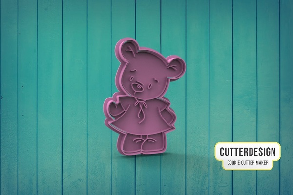 osita bear cookie cutter home cortante de galletita oso baby shower cookies osa b r mit blume 3d print model - Mito3D