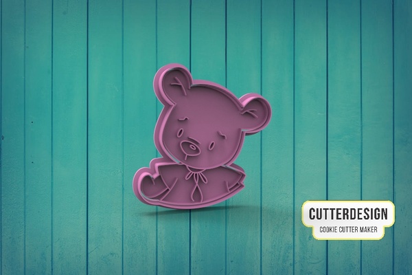 faça urso biscoito cortador m2 casa cortante galletita oso bebê chuveiro biscoitos osa b r mit flor 3d print model - Mito3D