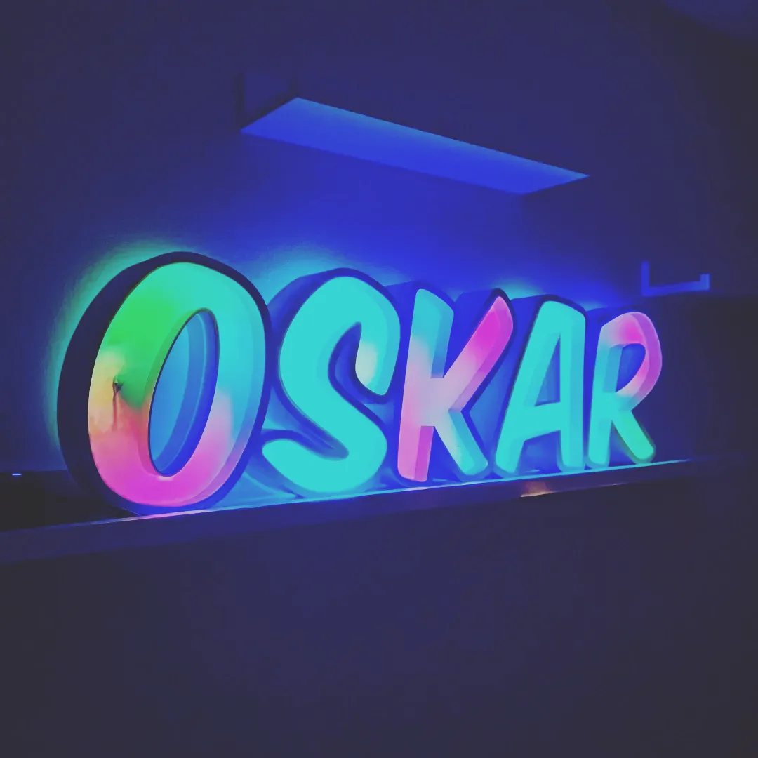 oskar led lamp nameplate child ornament light night 3D print model - Mito3D