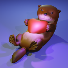 lontra arte mini fofa animal Pintável lontras fofinho deskbuddy camarada sorriso amar coração 3d print model - Mito3D