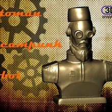 ottomano steampunk robot busto art il scolpire la scultura statua sculture 3d print model - Mito3D