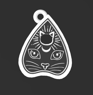 ouija keychain Jewelry keychain cat witch black and white  3d print model - Mito3D