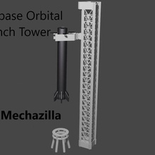 outdated starbase orbital launch tower mechazilla v1 & v3 parts architecture elon musk launchpad model rocket space spaceship spacex starship booster buildings 3d print model - Mito3D