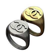 oval chanel logo replica signet ring 3d print model jewelry printable fashion luxury accessories symbol gold silver jewellery joaillier sterling signetring menring men rings ornament 3d print model - Mito3D
