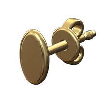 Oval Münze Zucht Ohrring 3d drucken Modell geometrisch gravierbar einfach minimalistisch niedlich modern Gold Silber runden Schmuck druckbar Mode 3d print model - Mito3D