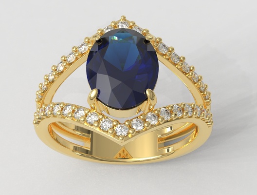 oval edelstein klassisch ring ringe gold schmuck paulorani mode modern silber diamant 3d print model - Mito3D