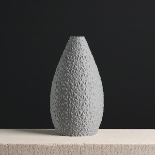oval süs dekorasyon vazo mod ev çiçek dokulu geometrik mosyak yönlü ince baskı dekor iç yaşayan oda raf kişiselleştirilmiş vazolar 3d print model - Mito3D