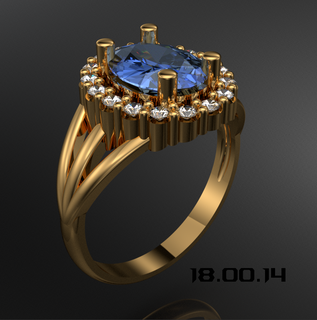 Oval durchbohrt Ring Zirkone Schmuck Ringe Steine Gold Silber 3d print model - Mito3D