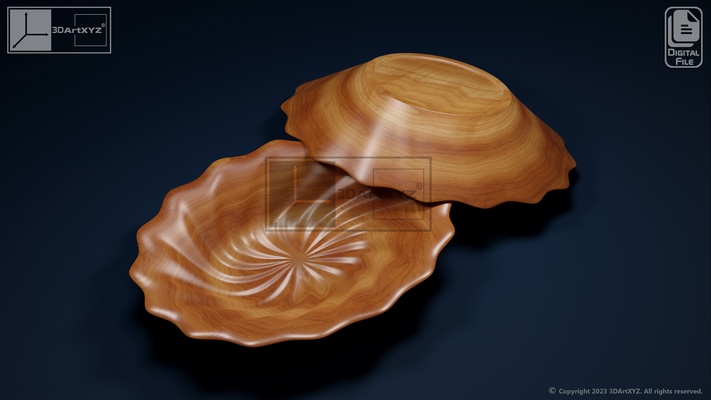 oval spiral bowl - cnc files wood stl file router vcarve aspire artcam carveco estlcam carving tray 3d print model - Mito3D