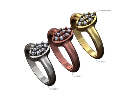 oval triangluar diamante sinete us tamanhos 6 7 8 3d impressão modelo anel joalheria vintage clássico imprimível ouro prata jóias moda esterlina 3d print model - Mito3D