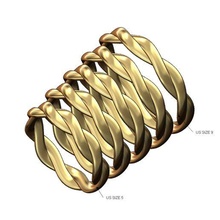 überlappend geflochten Band Größen 5to9 3d drucken Modell Schmuck Ring druckbar Gold Silber flechten Seil Draht vintag stapelbar Stapler 3d print model - Mito3D