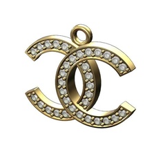 overlapping chanel logo diamond pendant 3d print model jewelry printable sign gold silver ornament jewellery fashion luxury accessories symbol necklace charm bracelet sterling 3d print model - Mito3D