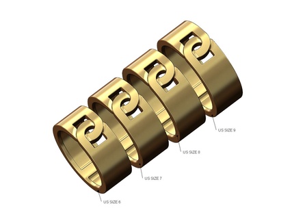 superposición enlace 8mm amplio banda us tamaños 6to9 3d impresión modelo cadena anillo Moda joyería joya imprimible oro plata lujo apilador apilable costoso 3d print model - Mito3D