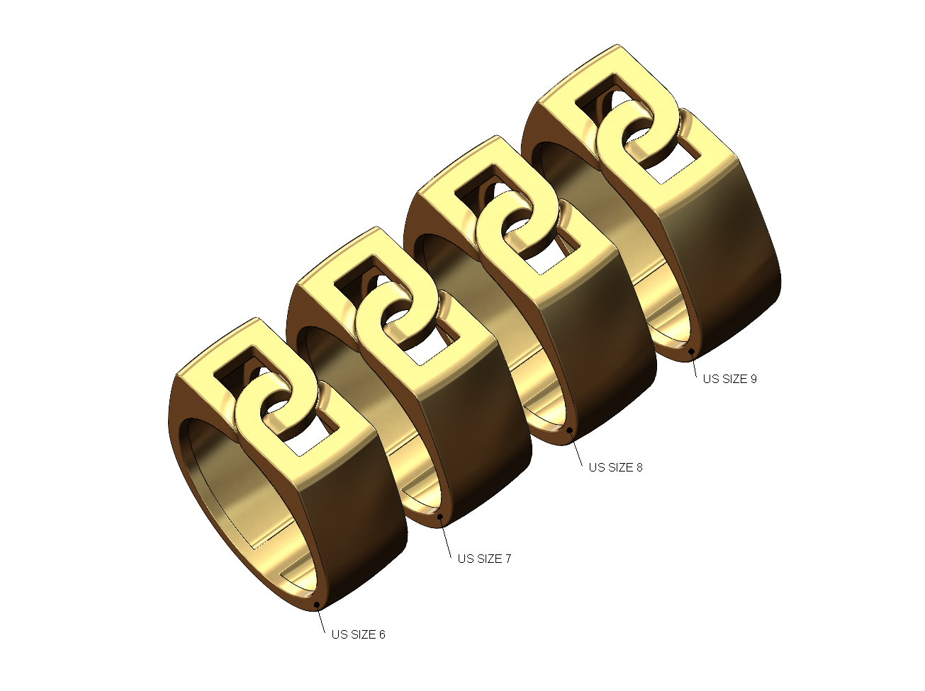 sobreposto ligação 8mm Largo sinete anel us tamanhos 6to9 3d impressão modelo moda joalheria imprimível ouro prata luxo empilhador empilhável bling 3D print model - Mito3D