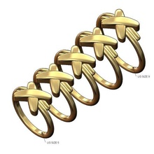 sobreposto fio banda tamanhos 5to9 3d impressão modelo joalheria Cruz moda imprimível ouro prata empilhador empilhável anel jóias 3d print model - Mito3D