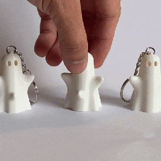 overly exited halloween ghost keychain gadget key ring spooky boo 3d print model - Mito3D