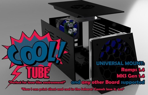 overpowered cooltube board case holder mount skr ramps mks gen 14 octopi-touch 3d printer enclosure anet a8 bigtreetech box cooler cooling cr-10 creality customized v14 octopi octoprint 13 upgrade parts 3d print model - Mito3D