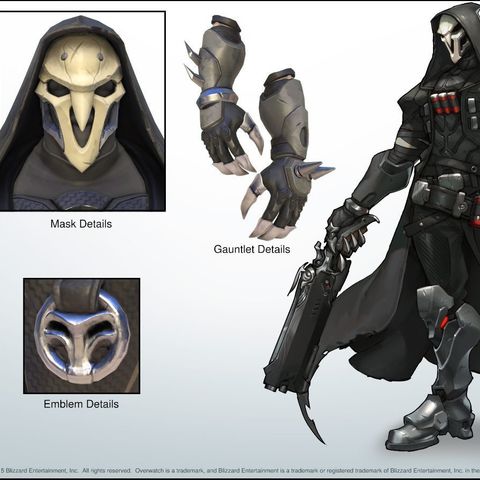 overwatch reaper hands left side game blizzard armor armour cosplay 3D print model - Mito3D