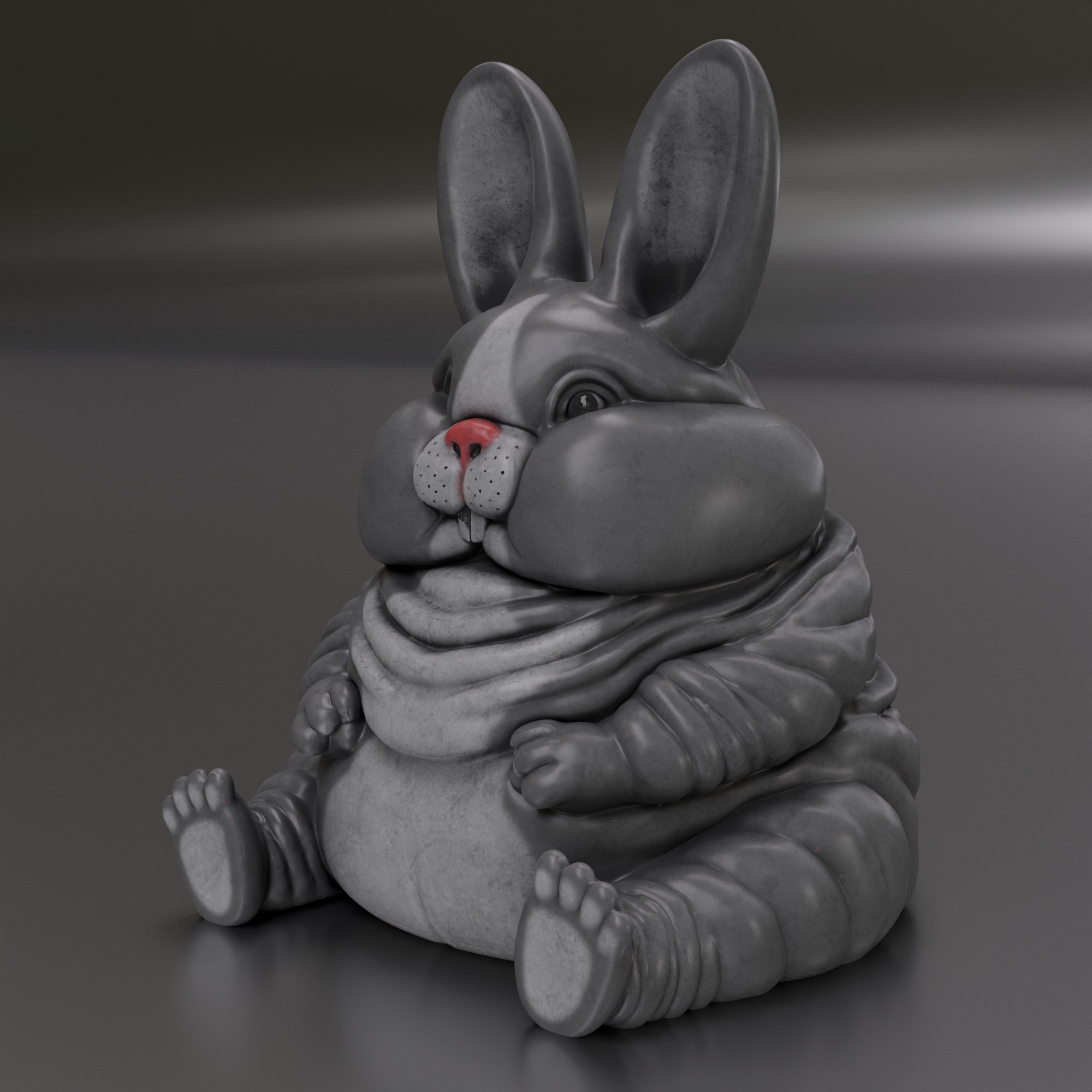 übergewicht hase kunst conejo tier miniatur gordo waton fett stl obj schnitt 3D print model - Mito3D