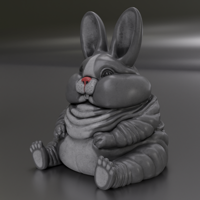 übergewicht hase kunst conejo tier miniatur gordo waton fett stl obj schnitt 3d print model - Mito3D