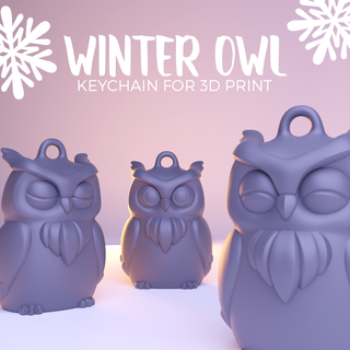 owl- keychain - print place- free supports owl keyring place pla resin bird ave cute happy adorable 3d print model - Mito3D