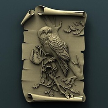 owl art cnc panno relief carved 3d stl model 3d print model - Mito3D