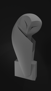Eule Kunst Statue Spaß einfach Büste Tier Kreatur Skulptur Ventilator 3d print model - Mito3D