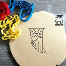 owl cookie cutter animal baking dough shape kitchen bake cookies speculoos 3d print model - Mito3D
