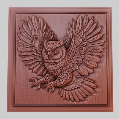 owl flies silently 3d printer model animal obj stl art 3dmodel sculpture wildlife mammal bird reptile predator herbivore seacreature nature printable art relief yeggi mito3d 3d print model - Mito3D