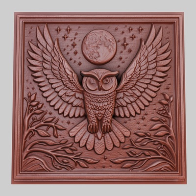 owl flies silently 3d printer model animal obj stl art 3dmodel sculpture wildlife mammal bird reptile predator herbivore seacreature nature printable art relief yeggi mito3d 3d print model - Mito3D