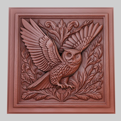 owl flies silently 3d printer model animal obj stl art 3dmodel sculpture wildlife mammal bird reptile predator herbivore seacreature nature printable art relief yeggi mito3d 3d print model - Mito3D