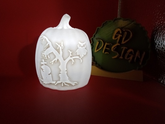 owl grave yard halloween pumpkin lights tealight reading light party nightlight office kids room art decor man cave she 3d print model - Mito3D