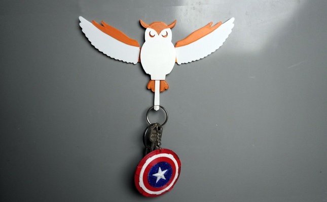 owl key hanger keychain holder 3d print model - Mito3D