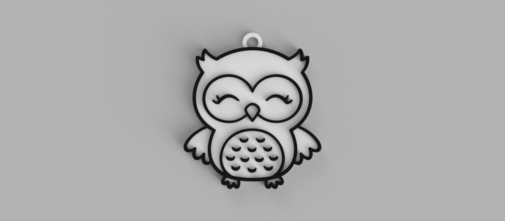 owl key ring - pendant earring 3d print model - Mito3D