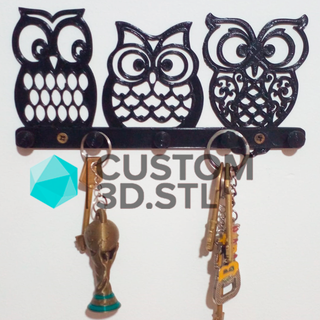owl keychain holder porta llavero de buhos key chain owls souvenier custom customized gift 3d print model - Mito3D
