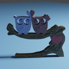 búho amor fácil impresión día Madre san valentin regalo madera familia aves ornamento 3d print model - Mito3D