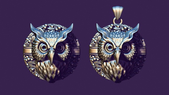 búho medallón fundición eagle owl naturaleza animal ave depredador pájaro colgante pendiente culombio joyería joya collar imprimible broche 3d print model - Mito3D