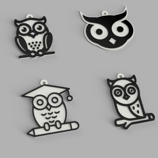 owl pack keychains 3d print model - Mito3D