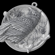 owl pendant medallion jewelry 3d jewellry pendants silver gold printable men women necklace bird sterling stylish rough animal bear stage hobby 3d print model - Mito3D