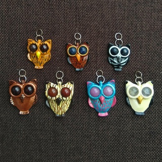 owl pendant mineral eyes jewelry neklace keyring low poly accessories animal 3d print model - Mito3D