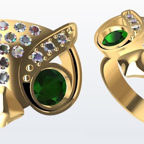 anello di gufo gioielli oro argento esclusivo fidanzamento splendida animali natura sogni smeraldi diamanti 3D print model - Mito3D