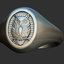 coruja anel 3d impressão modelo jóia joalheria 3d print model - Mito3D