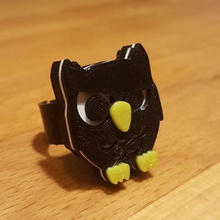 owl support modular ring jewelry halloween 3d print model - Mito3D