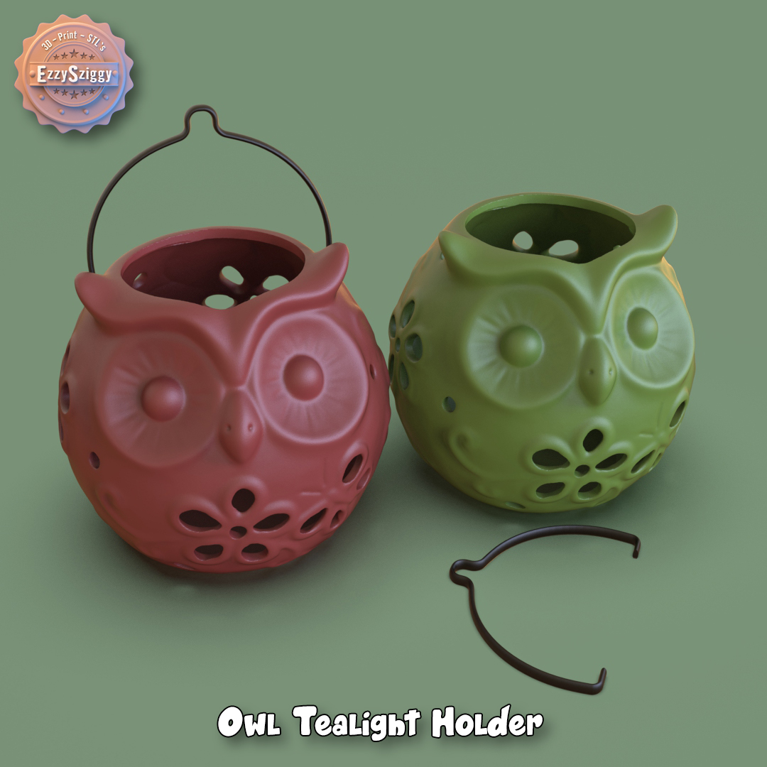 owl tea-light holder supportless print home hanger lamp bird led vase 3D print model - Mito3D