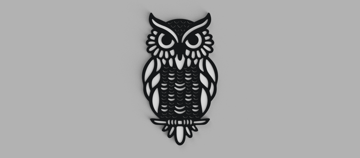 owl wall picture 3d print model - Mito3D