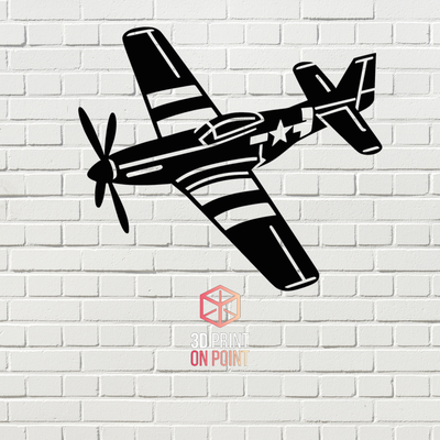 p51 savaş kuşu ww2 2d duvar sanat uçak 3d dekor ev monte resim düzlem sanatı dövüşçü 3d print model - Mito3D