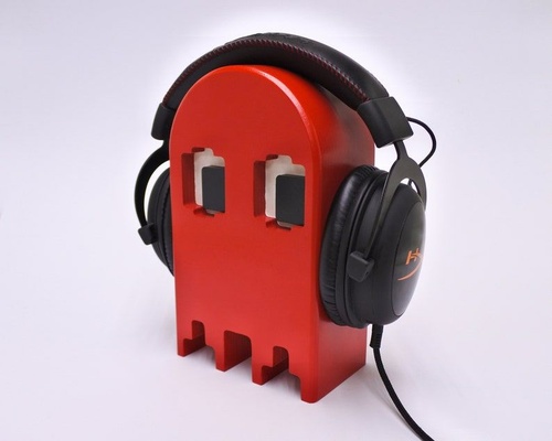 pac-man phantom headphone holder accessories video games gamer stand headseat pac man support headphones headband base 3d print model - Mito3D