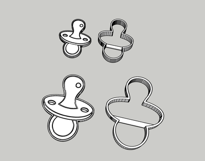 pacifier cookie cutter embossed cake design decoration girl boy baby cute party born Various new 3d print model - Mito3D