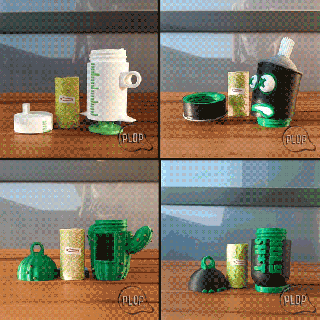 pack-4 dog bag holders holder cactus spray dispenser pet waste aerosol bags mascot animal 3d print model - Mito3D